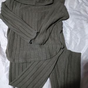 Kids Ribbed  Set - Olive